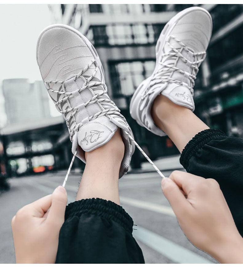 Stevvex gray air-cushion sneakers with breathable mesh, lace-up, lightweight running pair on Tampa Home & Garden Store