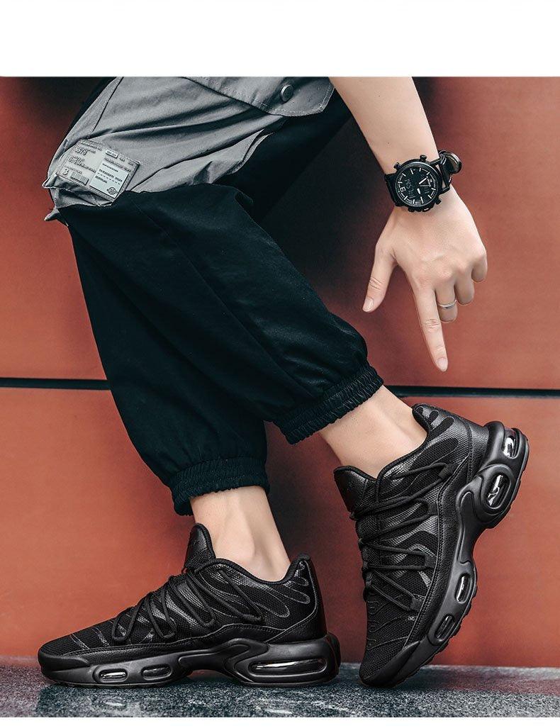 Air Cushion Mens Sneakers Stevvex black breathable mesh with visible air sole on Tampa Home & Garden Store