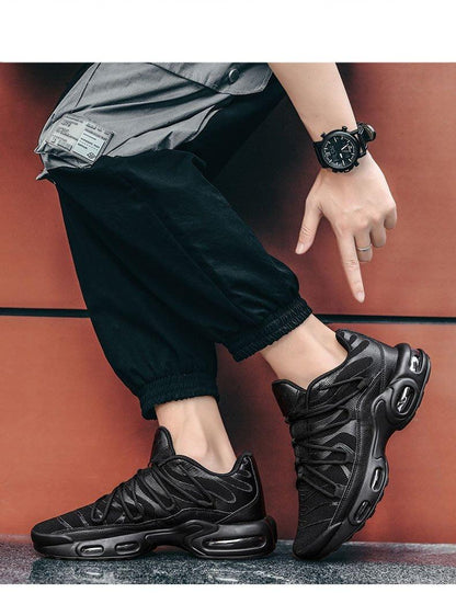 Air Cushion Mens Sneakers Stevvex black breathable mesh with visible air sole on Tampa Home & Garden Store
