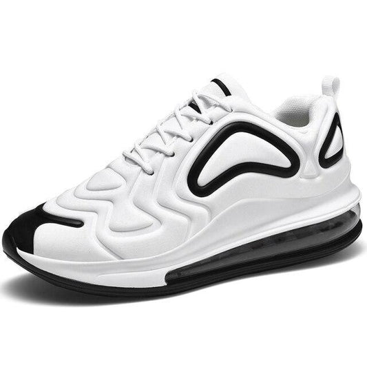 Air Cushion Running Sneaker by Stevvex, white with black accents, men's athletic shoe on Tampa Home & Garden Store