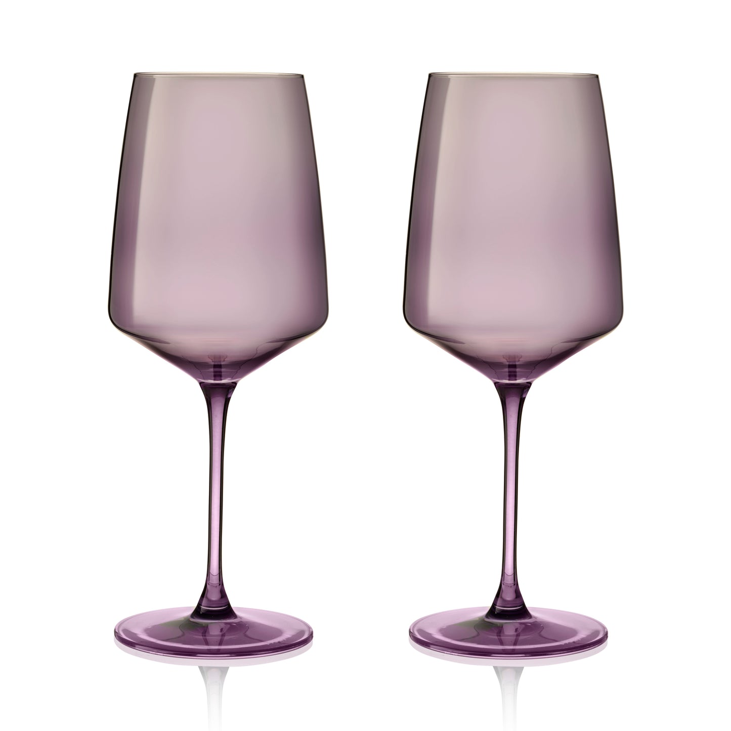 Stemmed Violet Crystal Wine Glasses Set of Two
