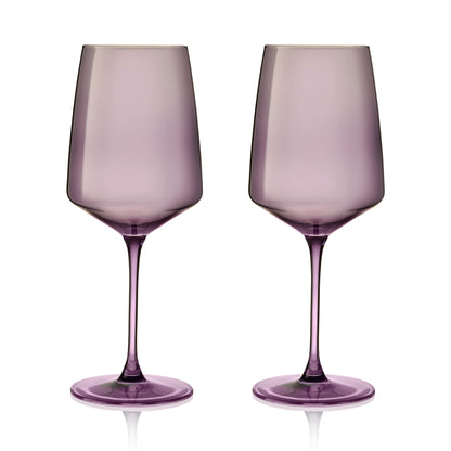 Stemmed Violet Crystal Wine Glasses Set of Two