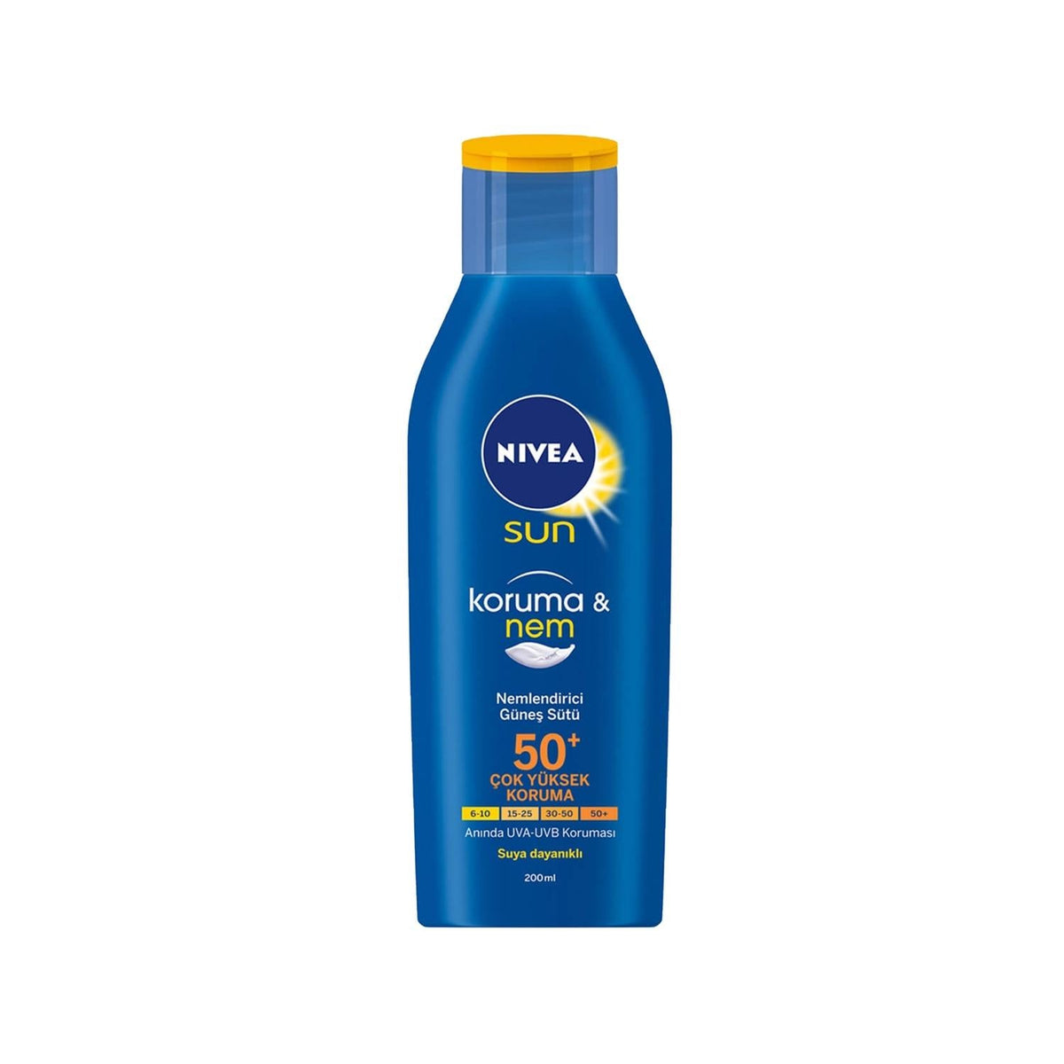 NIVEA Sun SPF50+ sunscreen lotion blue bottle with yellow cap 200ml by Beauty Care Bag on Tampa Home & Garden Store