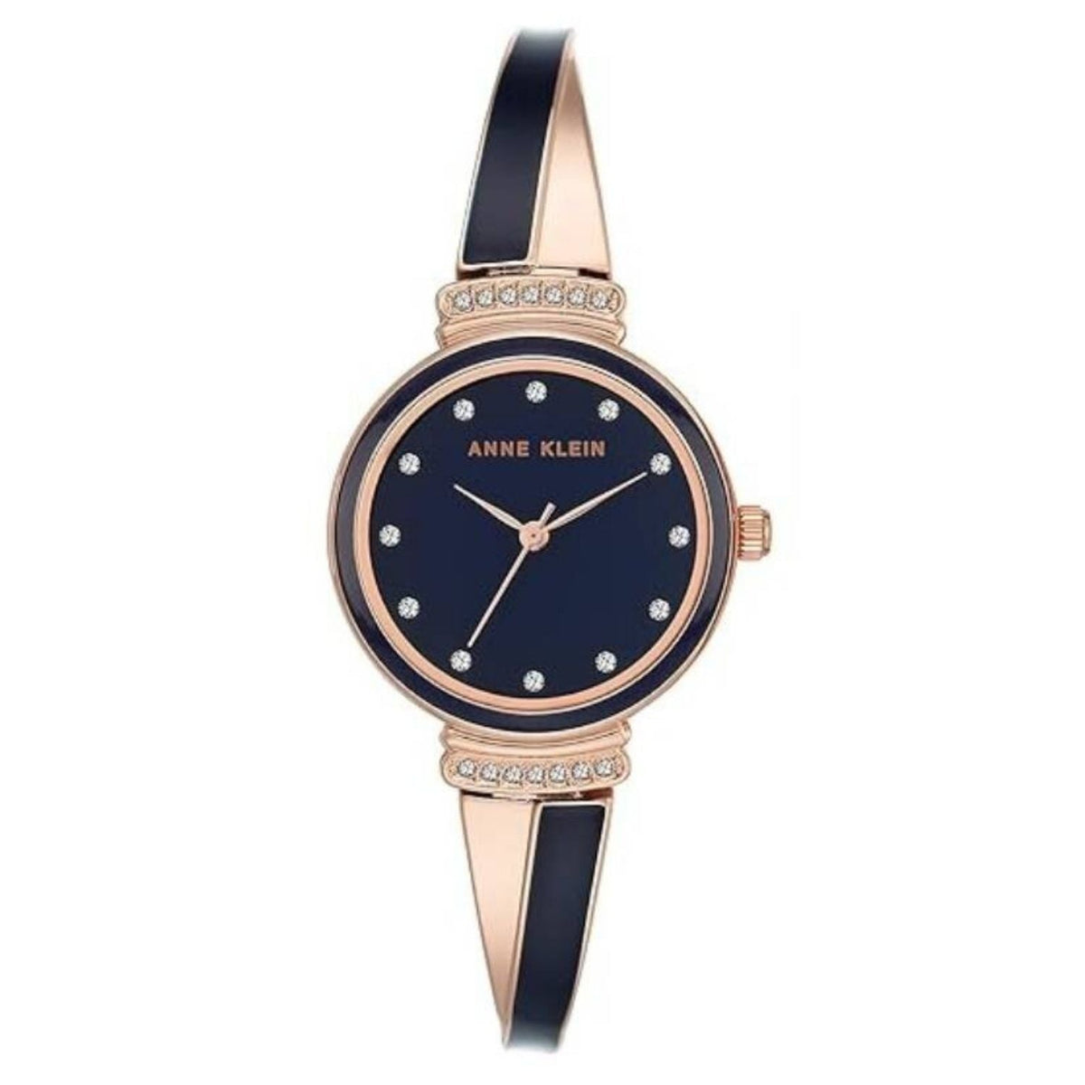 Anne Klein Women's Classic watch with navy dial, rose-gold-tone case and crystal markers on Tampa Home & Garden Store