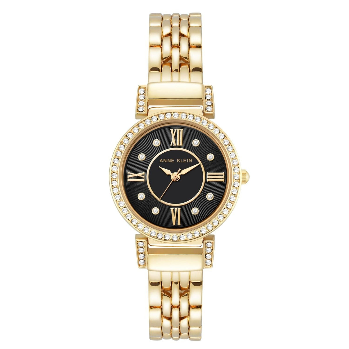 Anne Klein Women's Classic watch gold-tone bracelet black dial with crystal bezel and markers on Tampa Home & Garden Store