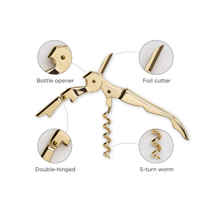 Viski Belmont Waiter Corkscrew and 24K Gold Plate