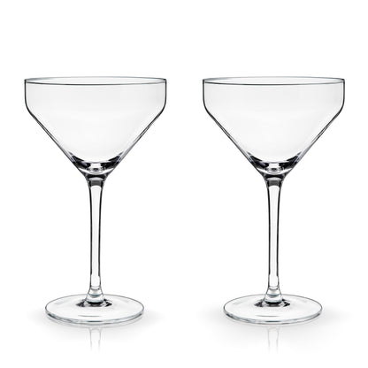 Modern Angled Crystal Martini Coupes Set Of Two