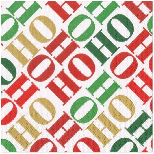 Serviettes de cocktail en papier blanc Ho Ho Ho