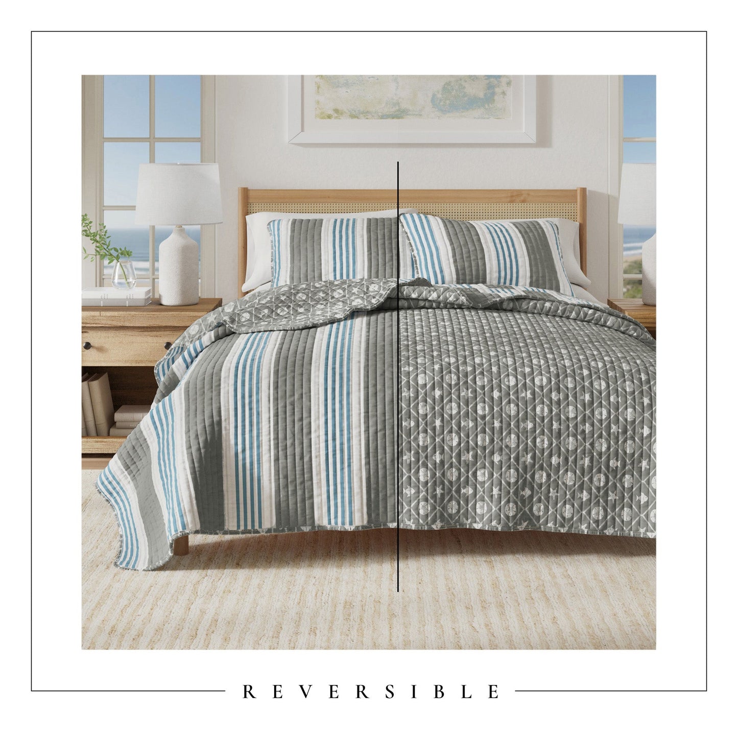 Soft Coastal Striped Quilt Set for Cozy Nights