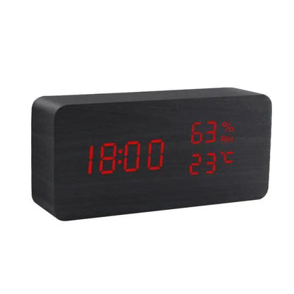 Wooden Alarm Clock With LED Display and 3 Alarms