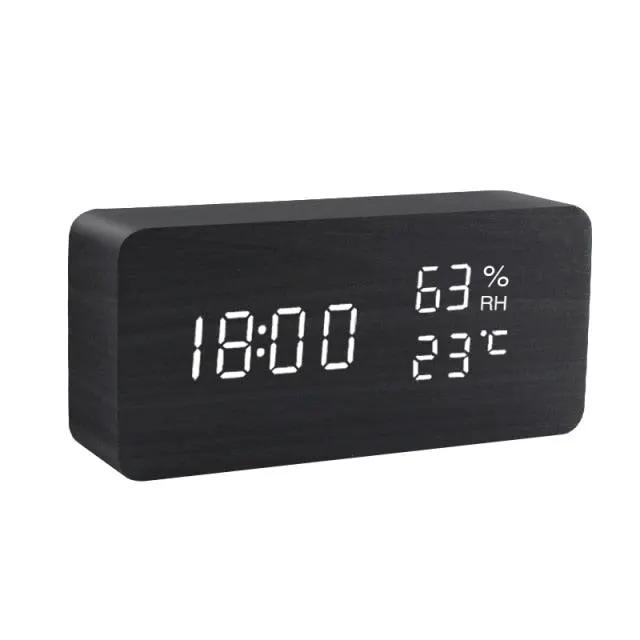 Wooden Alarm Clock With LED Display and 3 Alarms