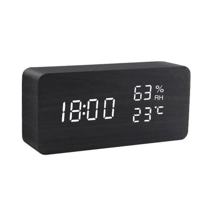 Wooden Alarm Clock With LED Display and 3 Alarms