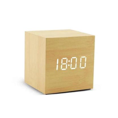 Wooden Alarm Clock With LED Display and 3 Alarms