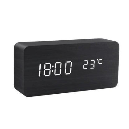 Wooden Alarm Clock With LED Display and 3 Alarms