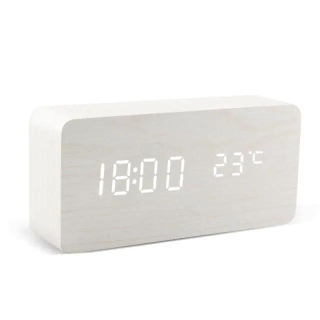 Wooden Alarm Clock With LED Display and 3 Alarms