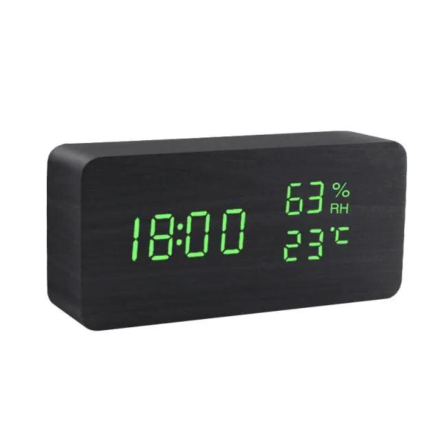 Wooden Alarm Clock With LED Display and 3 Alarms