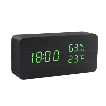 Wooden Alarm Clock With LED Display and 3 Alarms