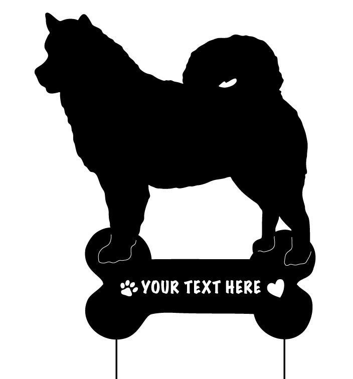 Alaskan Malamute garden stake silhouette, black metal bone plaque Rustica Ornamentals on Tampa Home & Garden Store