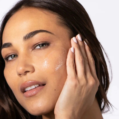 Alastin Skincare HA IMMERSE Serum 1 Oz clear gel on cheek being applied on Tampa Home & Garden Store