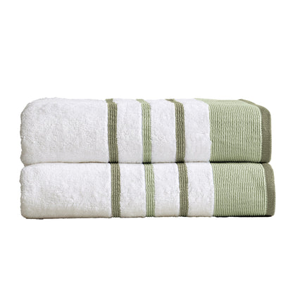Soft Cotton Bath Towel Set and Stripe Detail