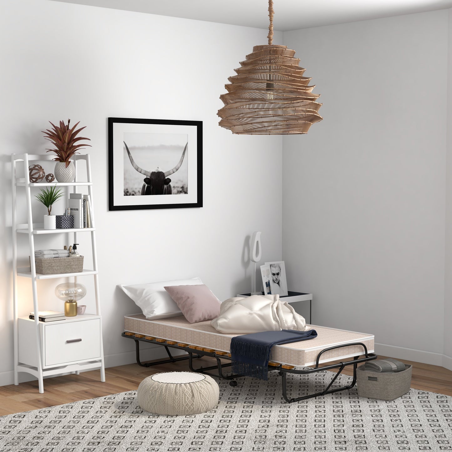 Cama plegable de 75 x 31.5 pulgadas con colchón de espuma viscoelástica para adultos