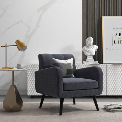 Sillón decorativo moderno y cómodo con patas de madera de caucho - Gris