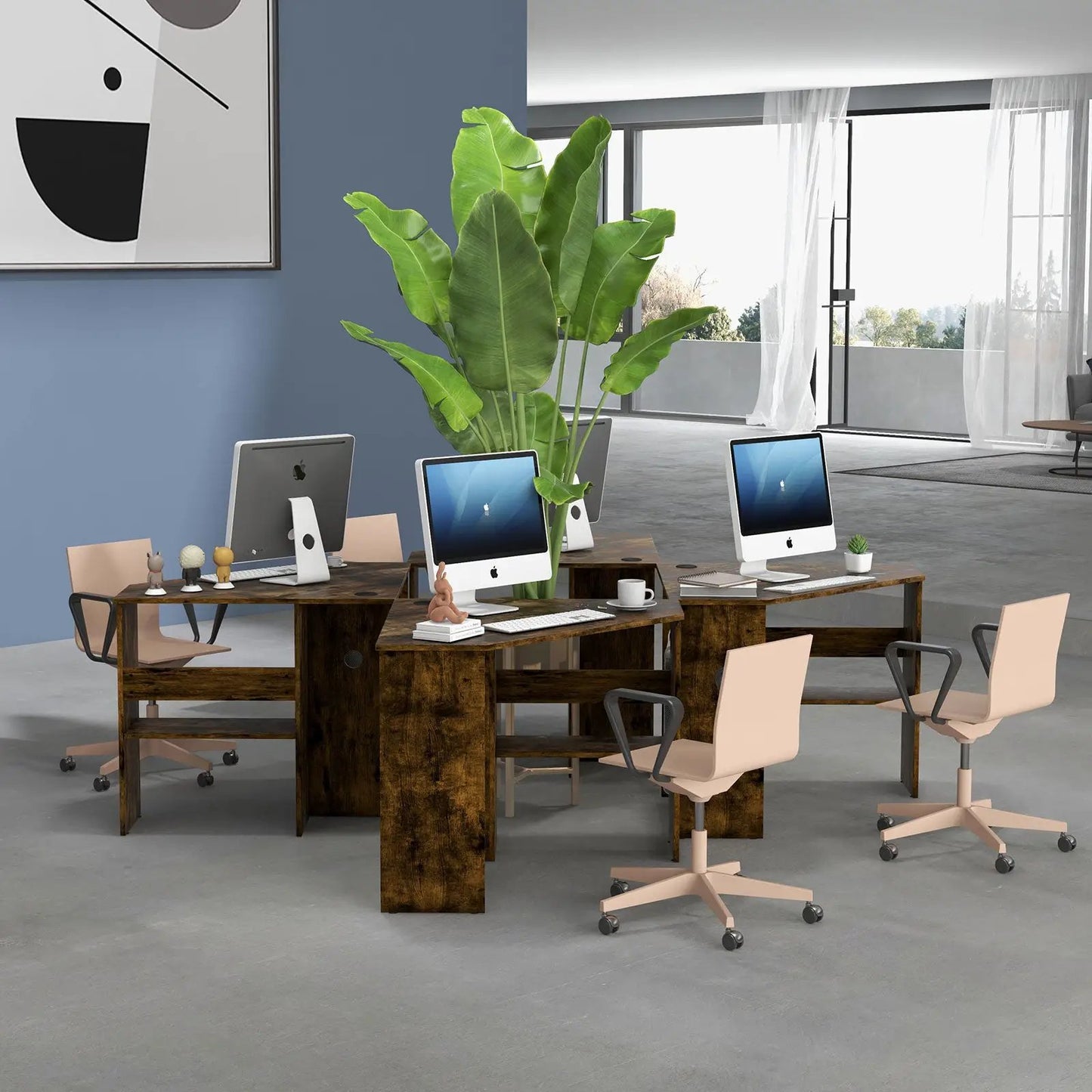 Corner Computer Desk With Storage Triangle Design