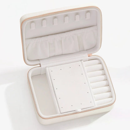 Symbols Jewelry Case ALEX AND ANI cream velvet interior with rose gold zipper on Tampa Home & Garden Store