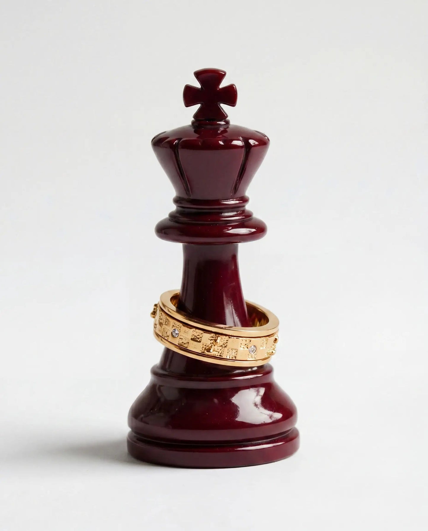 Chess Fidget Ring burgundy king with gold band by ALEX AND ANI on Tampa Home & Garden Store