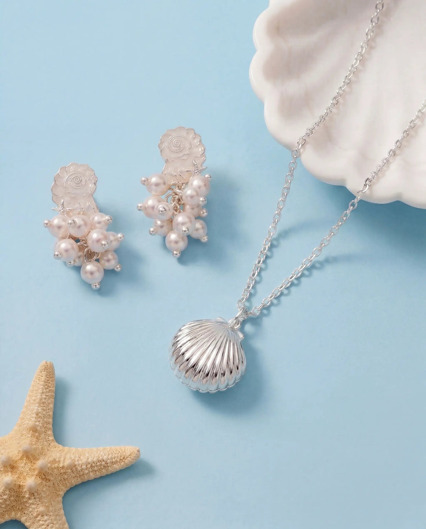 Salt and Sea Seashell Locket Pendant With Pearl