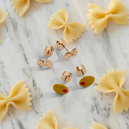 Pasta Girl Olive Bow Tie Earrings Set of 2