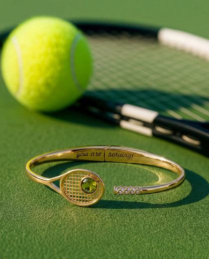Tennis Racket Hinge Cuff Bracelet and Crystal