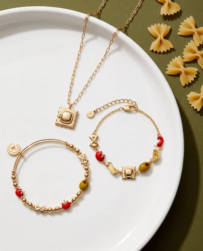 Pasta Girl Ravioli Locket Pendant and Tomato