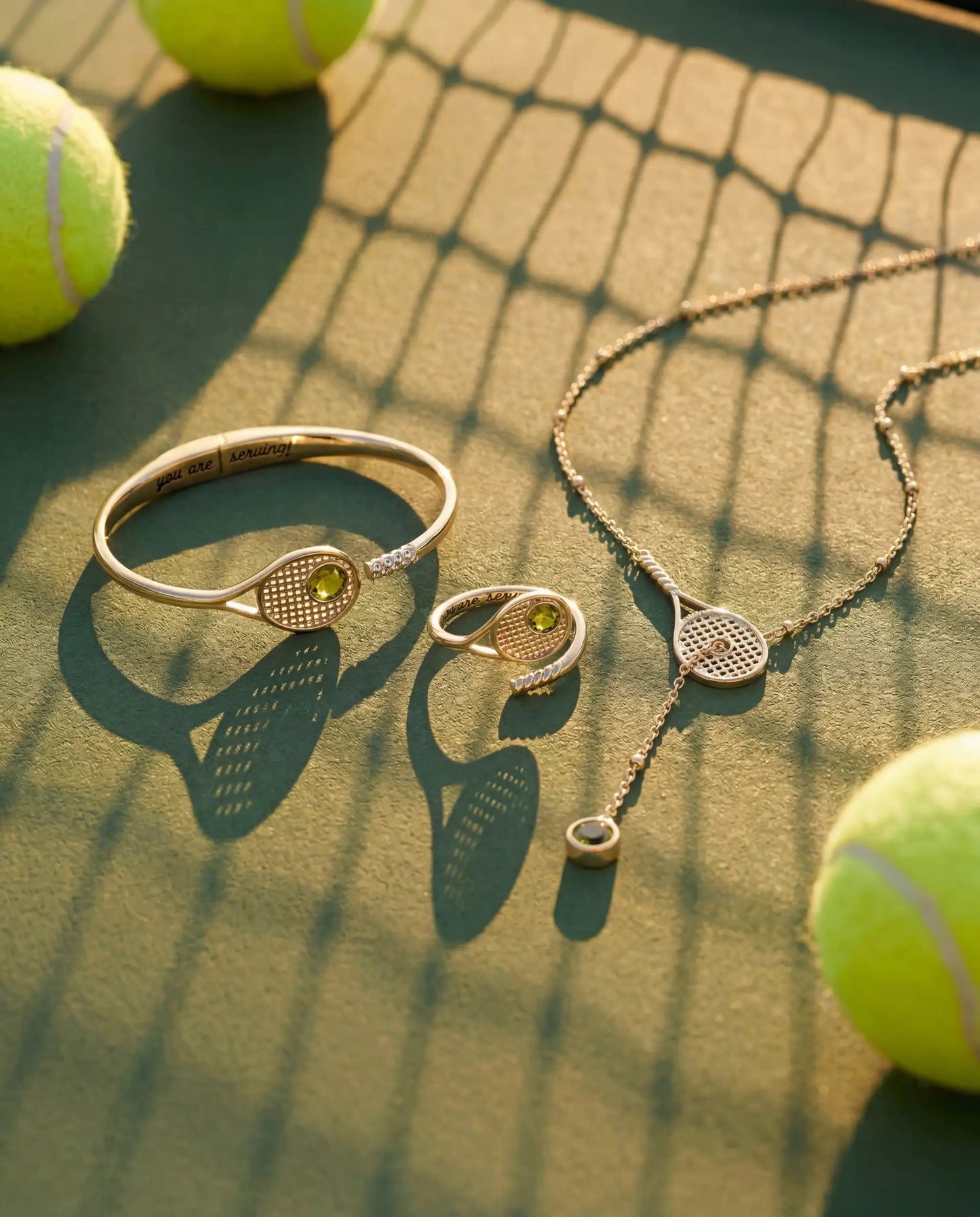 Tennis Racket Y Necklace with Peridot Stone
