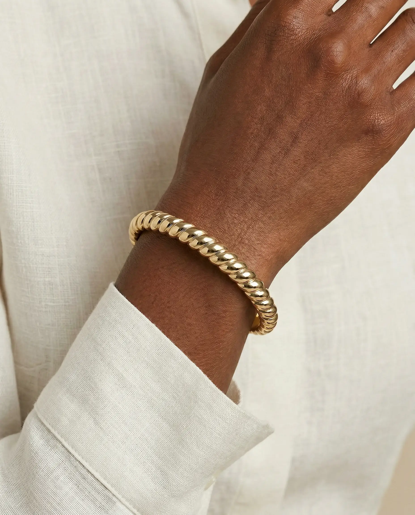 Stainless steel rope-textured bangle by Alex and Ani, gold-tone bracelet on Tampa Home & Garden Store