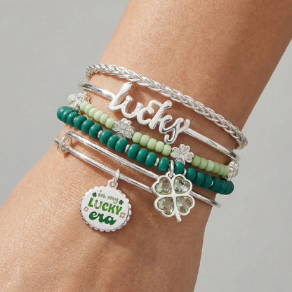 Lucky Four-Leaf Clover Bangle Set of Five