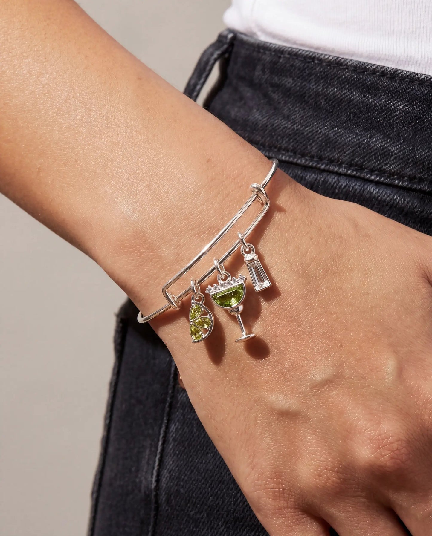 Margarita Charm Bangle, bracelet with lime margarita and leaf charms by ALEX AND ANI on Tampa Home & Garden Store