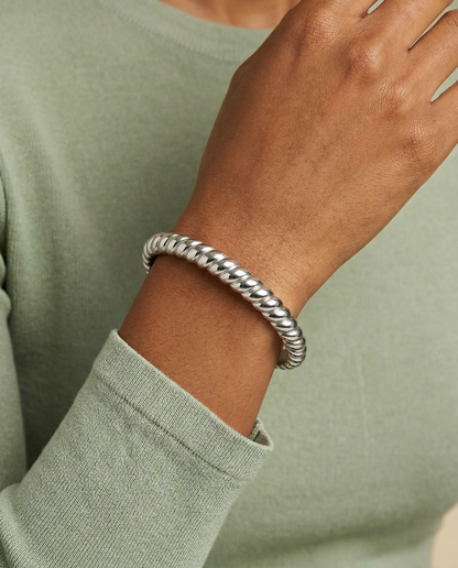 Stainless Steel Rope Textured Bangle with Closure