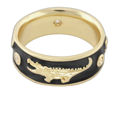 Animal Paradise Ring Alligator Band gold tone with black enamel accents by Lauren G Adams on Tampa Home & Garden Store