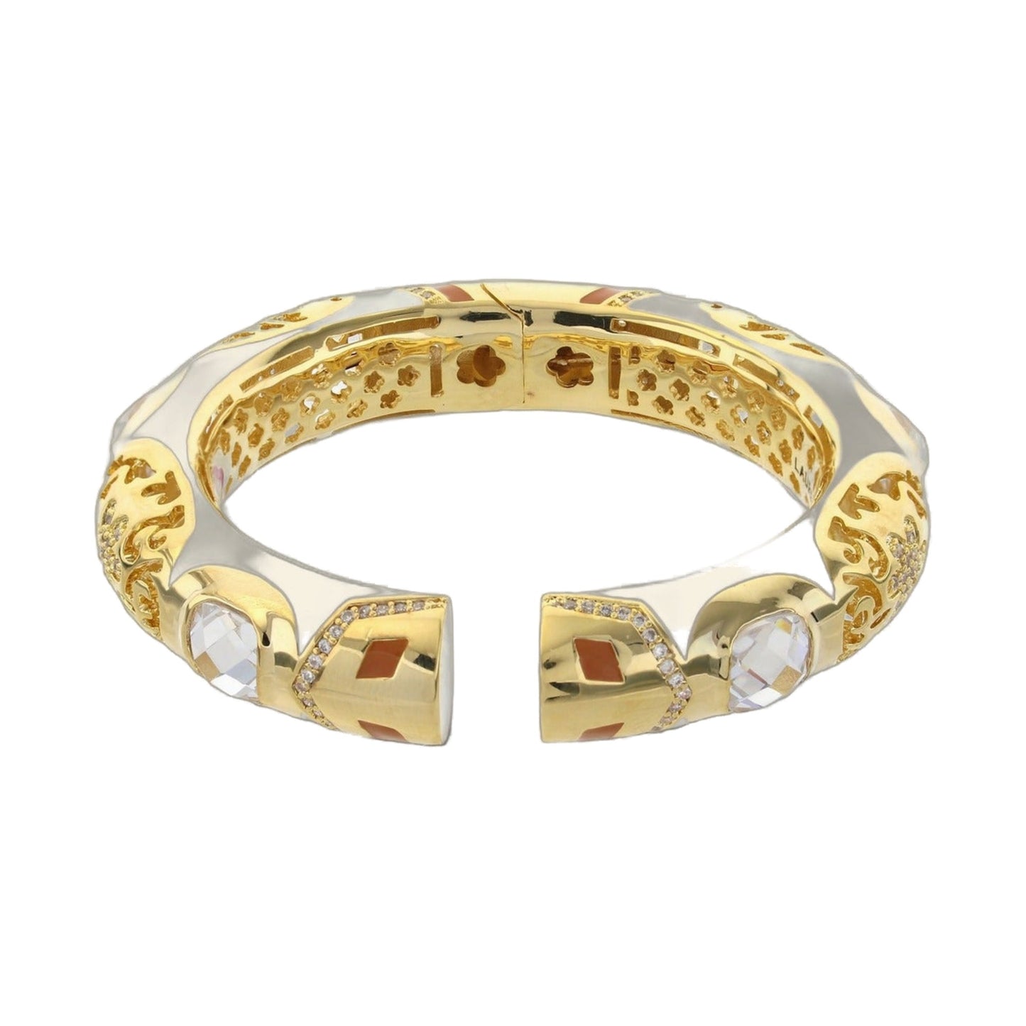Allure Bangle gold-tone bracelet with square gemstone accents and enamel links by Lauren G Adams on Tampa Home & Garden Store