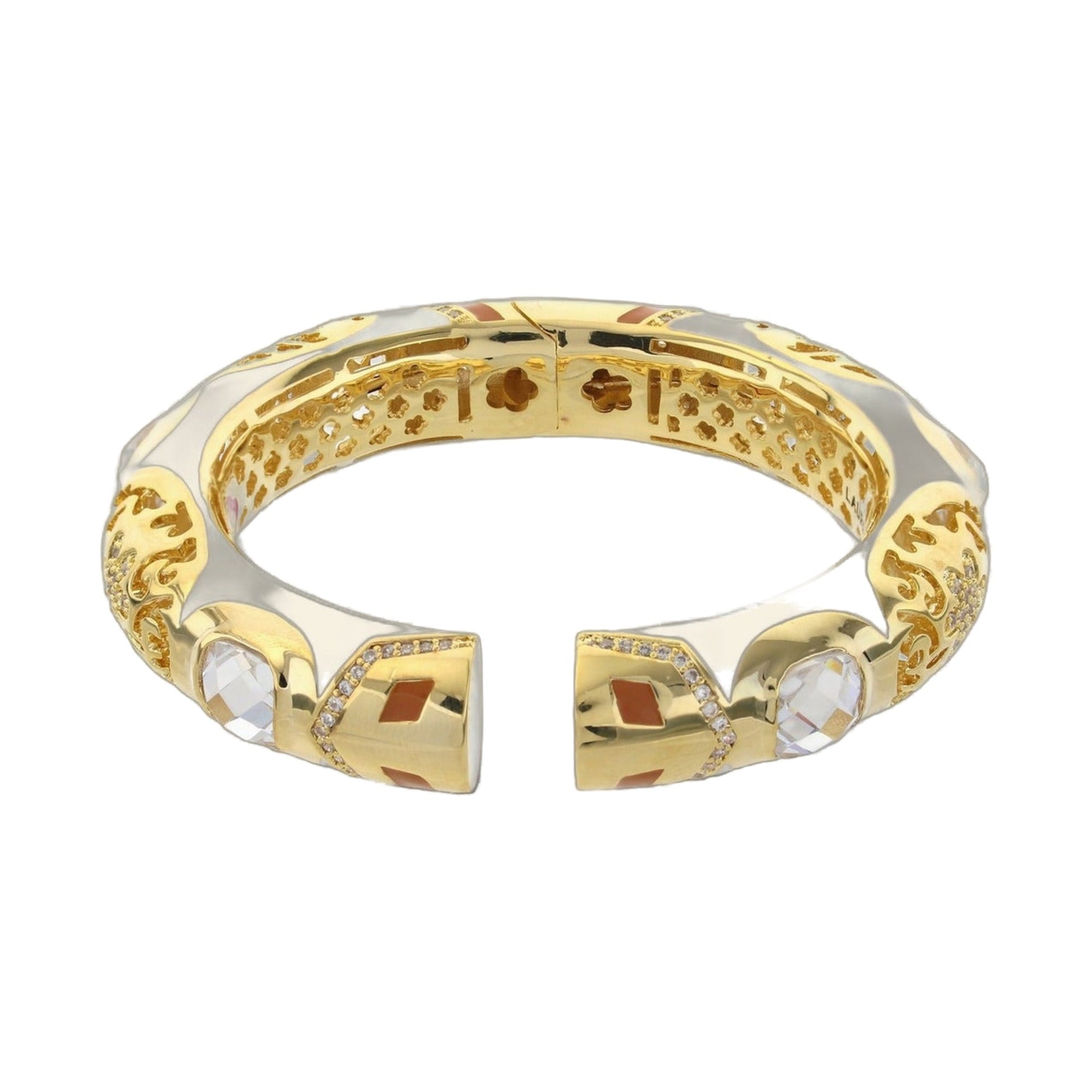 Allure Bangle gold-tone bracelet with square gemstone accents and enamel links by Lauren G Adams on Tampa Home & Garden Store