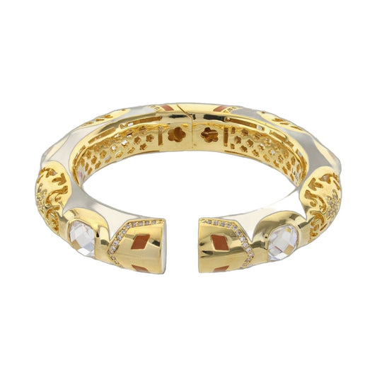 Allure Bangle gold-tone bracelet with square gemstone accents and enamel links by Lauren G Adams on Tampa Home & Garden Store