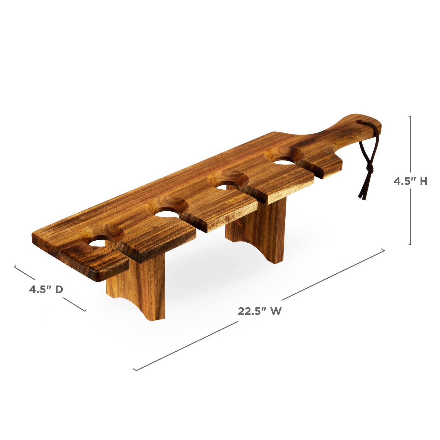 Acacia Wood Wine Flight Board for Four Glasses
