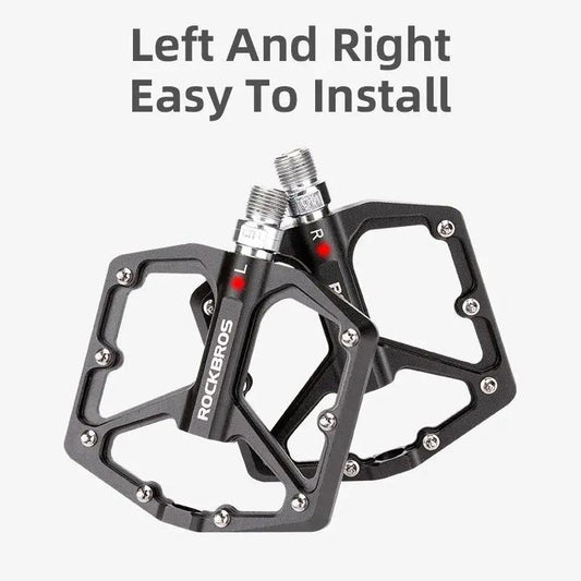 Aluminum alloy bicycle pedals, flat platform with anti-slip edges and sealed bearings Rockbros on Tampa Home & Garden Store