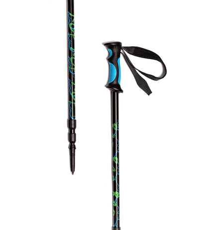 Aluminum Trekking Poles River Country Gear with blue ergonomic grips and wrist straps pair on Tampa Home & Garden Store