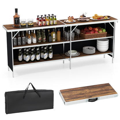 GemGear aluminum portable picnic table with 2-tier open shelves and wood tabletop on Tampa Home & Garden Store