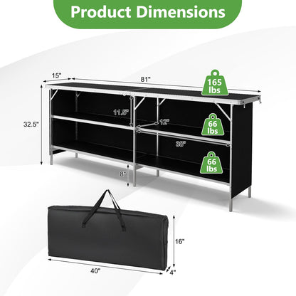 GemGear aluminum portable picnic table with 2-tier shelves and spacious tabletop on Tampa Home & Garden Store