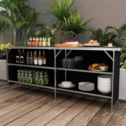 GemGear aluminum portable picnic table with 2-tier shelves and spacious tabletop on Tampa Home & Garden Store