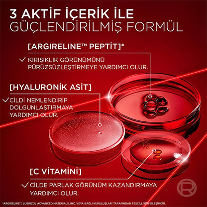 Face serum L'Oreal Revitalift Triple Power; red glass jars; peptide, hyaluronic acid & vitamin C on Tampa Home & Garden Store
