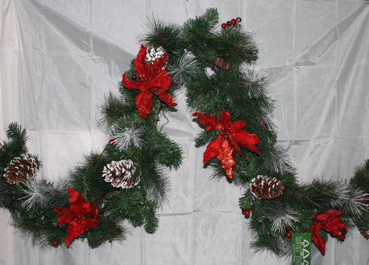 Guirlande lumineuse de poinsettias - 183 cm x 30 cm